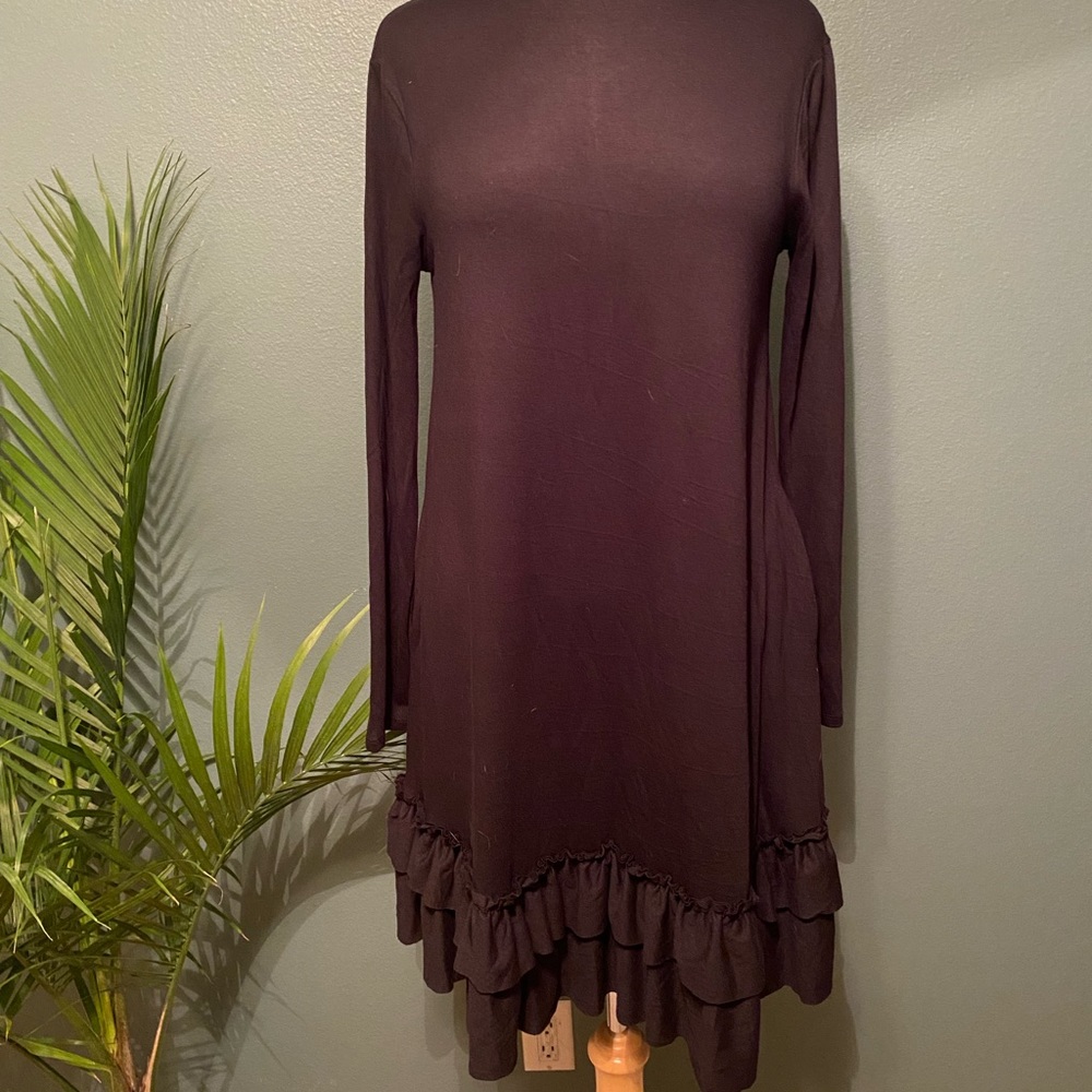 Black Ruffled Trim Dress - Never Worn